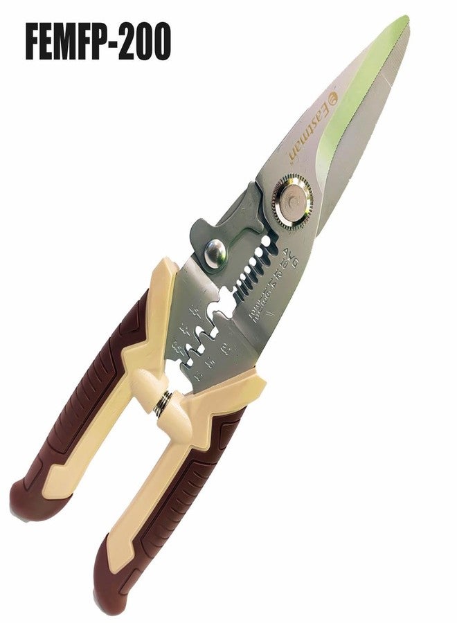 إيست مان كماشة إيستمان متعددة الوظائف 3 في 1 - أداة كهربائية للتثبيت والقطع والتقشير للأسلاك، مصنوعة من الفولاذ المقاوم للصدأ، بتصميم مريح (FEMFP-200) - Image 5